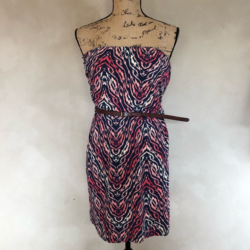 Tart strapless faux wrap belted dress